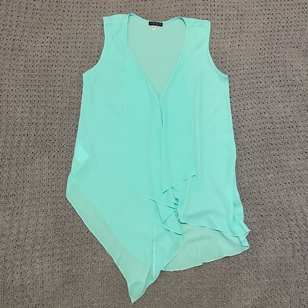 Mint green asymmetric blouse